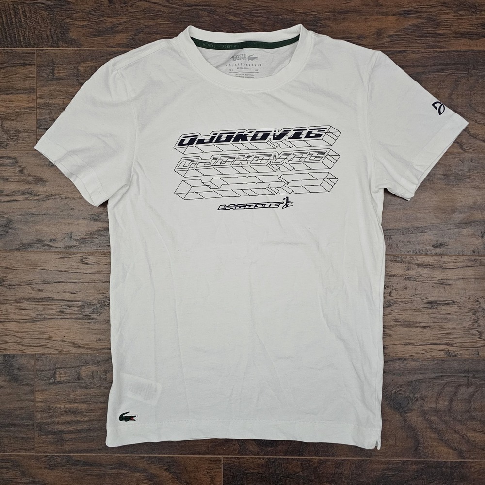 Lacoste Novak Djokovic Tennis Top Mens Small White Shirt